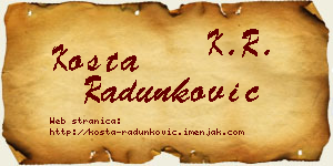 Kosta Radunković vizit kartica